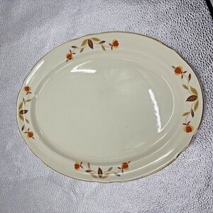 Vintage Jewel Tea Autumn Leaf OvalL Serving Platter Hall China 13.5" Vintage